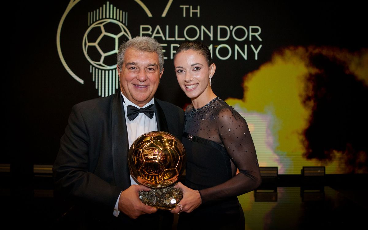 El presidente Laporta, con Aitana Bonmatí.